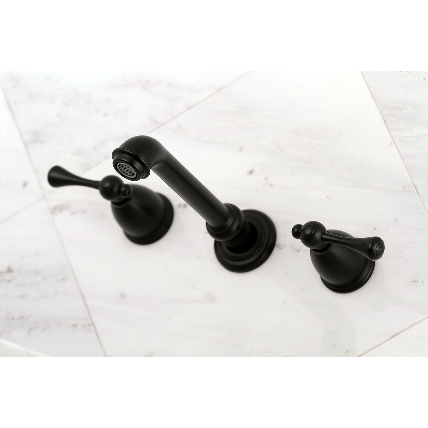 Kingston Brass KS7120BL 8" Center Wall Mount Bathroom Faucet, Matte Black