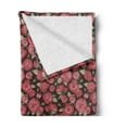 thumbnail image 2 of Vintage Rose Soft Flannel Fleece Throw Blanket, Repetitive Flowers and Leaves Nature Tones Pattern, Cozy Plush for Indoor and Outdoor Use, 50" x 60", Dark Taupe Pale Ruby, by Ambesonne, 2 of 5