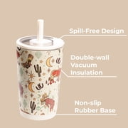 HydroJug Everyday Tumbler – Ceramic-Lined Insulated Tumbler with Straw and Soft-Touch Lid, Cup Holder Friendly – 14 oz, Rodeo