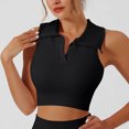thumbnail image 2 of Women's Sleeveless Turndown Collar Solid Color Comfy Daily Tank Tops Casual Workout | CSEONE,Black L, 2 of 6