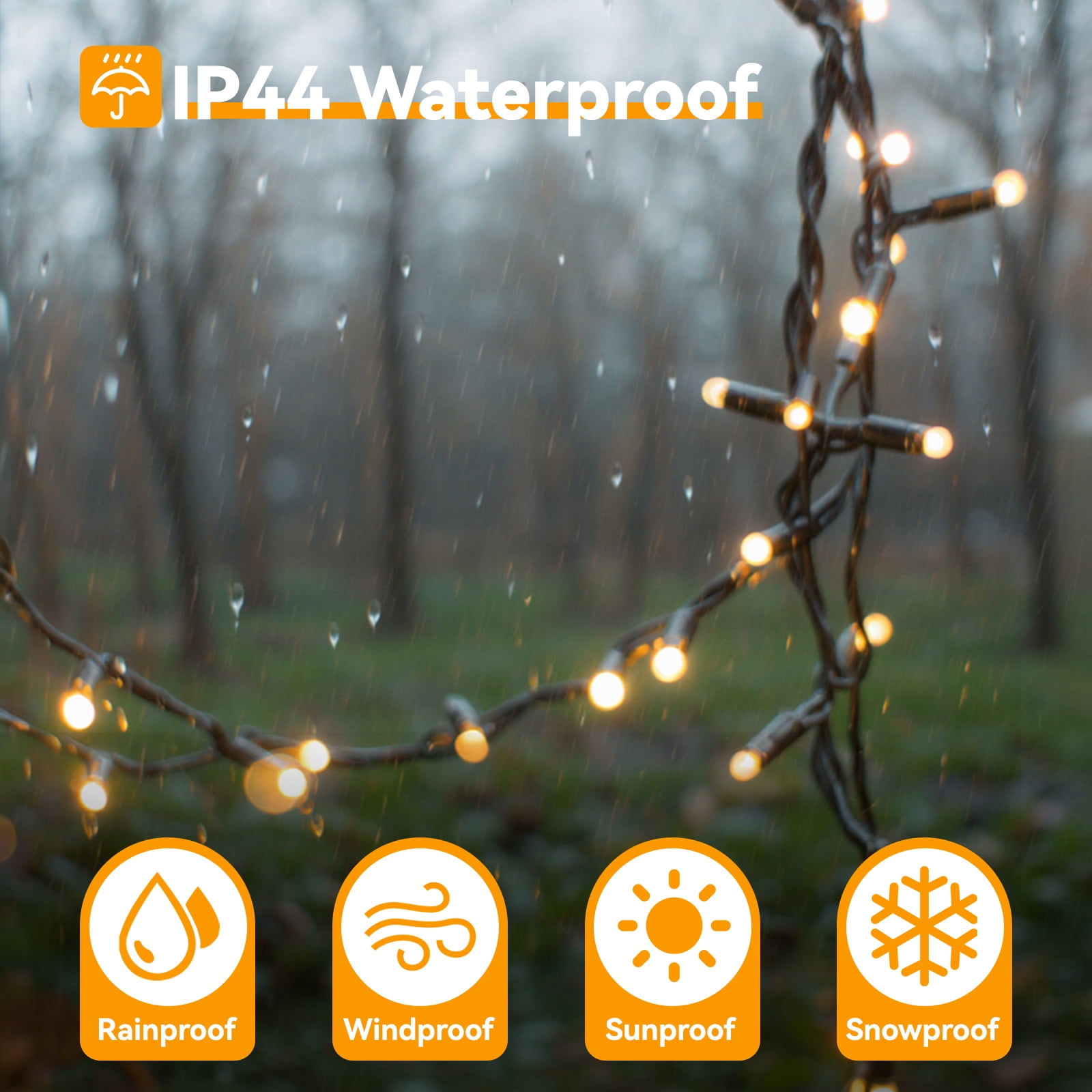 WARMTUYO 2 Pack LED String Lights Outdoor Waterproof- Total 200 LED 66FT With Remote, 8 Modes Warm White String Light for Outside Patio Yard Tree Garden Christmas Decorations