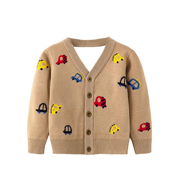 SGMVNU Sweaters for Boys Girls - Cute Pattern Soft Yarn Knitted Cardigan, Autumn Fashion Outerwear for Toddlers & Kids Girls, Kids Knitwear Fall Outfits(Size 6-7 Years,Khaki)