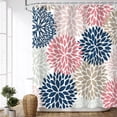 thumbnail image 3 of Floral Shower Curtain Dahlia Shower Curtains Set with 12 Hooks Flower Shower Curtain Pink and Blue Gray Shower Curtain Turquoise Mandala Floral Bathroom Decor, 72" W x 72" H, 3 of 6