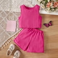 thumbnail image 2 of Xyant Toddler Baby Girl Clothes Knit Floral Fly Sleeve Tops Shorts Cute Summer Spring Outfits Infant Baby Girl Clothing Set (Hot Pink,4-5 Years), 2 of 7