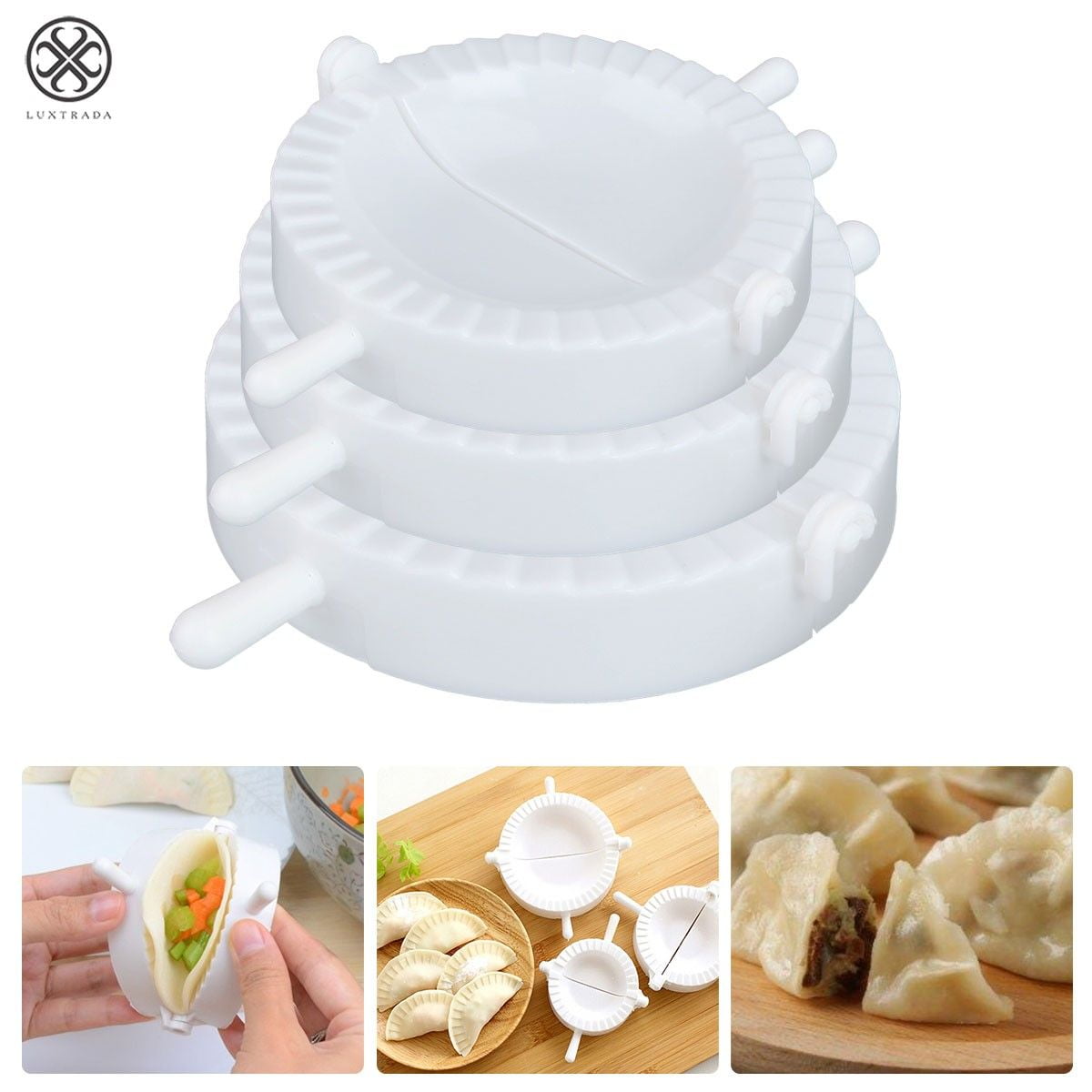 Dumpling Maker Press Set of 3 Molds Plastic for Cooking Pierogi Ravioli 3 Sizes