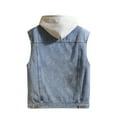 thumbnail image 3 of Maplenight Men's Denim Vest Removable Hooded Sleeveless Drawstring Vest Spring Fall Casual Zip Up Jacket, 3 of 7