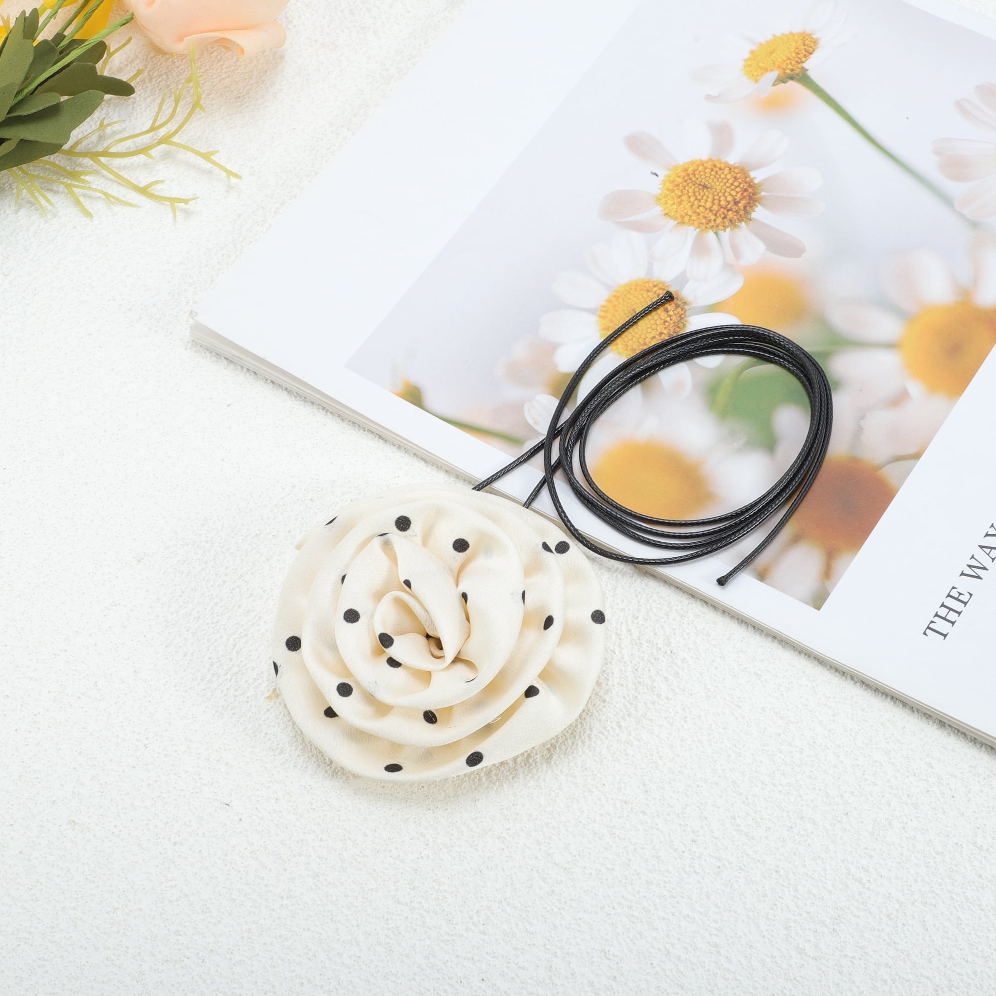 Unique Bargains Rose Flower Adjustable Choker Necklace for Women in Black Color 1Pc