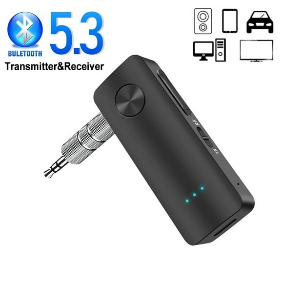 Receptor y transmisor de audio Bluetooth 5.3, adaptador inalámbrico de música estéreo con conector AUX de 3,5 mm y USB para TV, PC y kit de coche