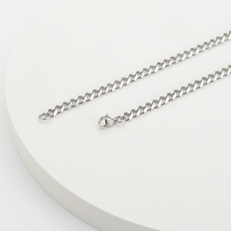 Men's Silver Chain Necklace | Curb | 7mm Width | 16, 18, 20, 22 or 24 inch | Alfred & Co. London | Mens Gift Idea January Sales