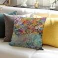 thumbnail image 3 of BANET Rainbow Floral Square Throw Pillow Covers, Watercolor Flowers Decorative Couch Pillowcase with Hidden Zipper, Print Throws Cushion Cover for Bed Sofa 18x18in, 3 of 5