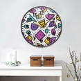 thumbnail image 2 of Yayeee Wall Clock Battery Operated 9.5" Silent Quartz Non-Ticking for Living Room Decor, Purple Retro Pattern, 2 of 8