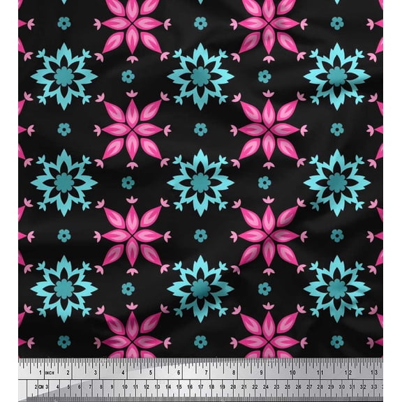 Soimoi Cotton Duck Fabric Artistic Floral Print Fabric by the Yard 42 Inch Wide