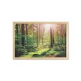 thumbnail image 1 of Forest Wall Art with Frame, Forest in Spring Time Sunset Moss Woods Leaf Wilderness Fantasy View Print, Printed Fabric Poster for Bathroom Living Room, 35" x 23", Green Brown, by Ambesonne, 1 of 2