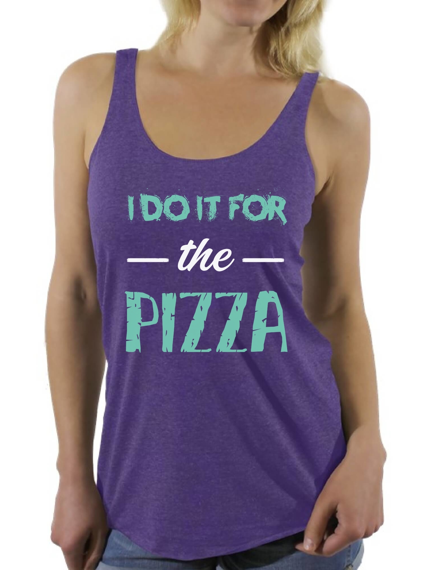 Awkward Styles Women's I Do It For the Pizza Graphic Racerback Tank Tops GYM Funny Workout Saying - image 1 of 4