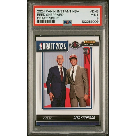 Graded 2024 Panini Instant NBA Reed Sheppard #DN3 Draft Night Rookie RC Basketball Card PSA 9 Mint
