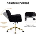 thumbnail image 5 of Black Office Chair Faux Fur Vanity Chair, Comfortable Home Office Desk Chairs with Wheels and Arms, Swivel Wide Office Chair Makeup Chair Height Adjustable for Office, Study, Bedroom, Black, 5 of 7