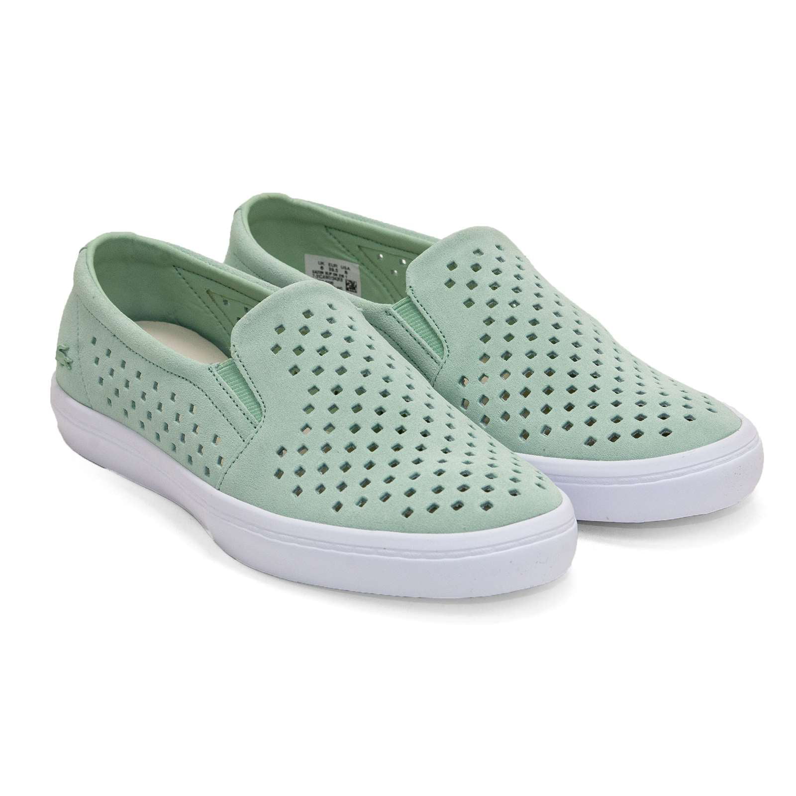 Lacoste Womens Shoes Gazon Slip On Shoes Perforated Leather Casual Sneaker NEW 