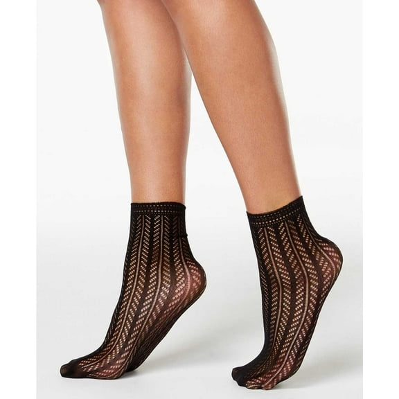 INC International Concepts Chevron-Knit Ankle Socks (Black, 9/11)