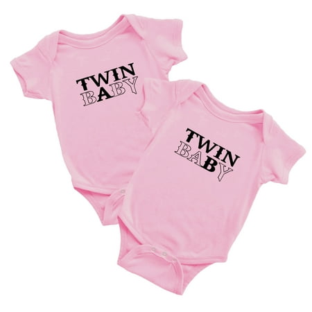 

1 Pc Twin Baby A/B Baby Girls Boys Bodysuit Short Sleeves Jumpsuit (Pink 0-3M)