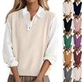 thumbnail image 2 of Women's 2026 Lightweight V-Neck Knit Sweater Vest Sleeveless Ribbed Casual Tank Top Spring Business Casual Pullover,Beige S, 2 of 5