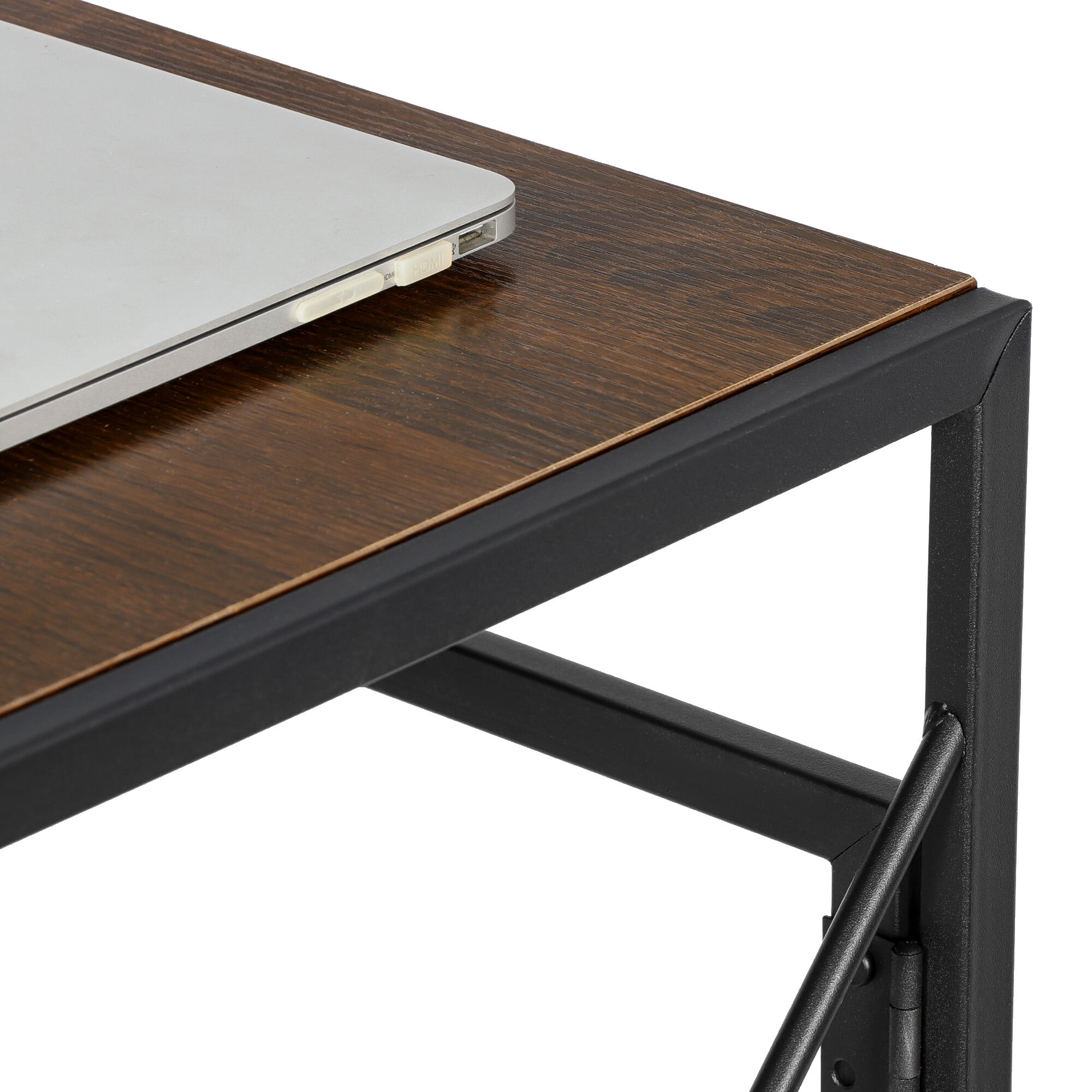 HomGarden Foldable Home Office Computer Desk, 39"Simple Writing Study Desk Space-Saving, Brown