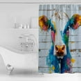 thumbnail image 4 of Extra Long Shower Curtain 72x96 Inch, Country Cow Shower Curtain Waterproof Bathroom Decor Colorful Abstract Animals Wooden Grain Fabric Bath Curtain Set Accessories with Hooks, 4 of 6