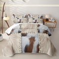thumbnail image 2 of Erosebridal Western Cow Print Quilt King for Women Men, Beige Buffalo Patchwork King Coverlet Set, 3-Piece, 2 of 7
