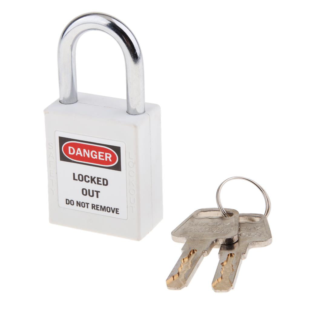 2Pcs White_2 Stainless Steel Shackle Safety Lockout Padlock Keyed Different 