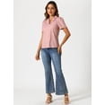 thumbnail image 4 of DARING DIVA Women's Short Sleeve V Neck Notch Lapel Collar Shirt XS Pink, 4 of 6