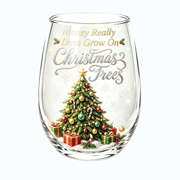 Christmas Glasses, Stemless Drinking Glass Cups for Xmas Birthday Party Home Kitchen Tabletop Holiday Decor