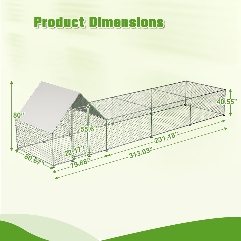 Large Outdoor chicken coop and run duck coop Bunny Cage with Run , chicken fence Guinea Pig House Rabbit Hutch Indoor metal chicken pen