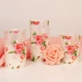 thumbnail image 2 of VECELO  Set of 3 Floral Glass Flameless Candles with Remote, Flickering Battery LED Pillar Candles, Pink, 2 of 12