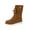 Brown, variant on Luxalzxs Low-Heeled Frosted Leather Lace Up Thick Plush Mid Calf Snow Boots Cotton Shoes