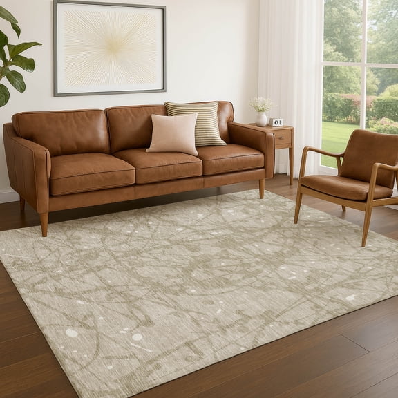 Addison Rugs Chantille Indoor/Outdoor Transitional Abstract Beige Machine Washable Rectangle Rug, 10' x 14'