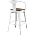 thumbnail image 4 of Modway Promenade 30" Modern Bamboo & Metal Bar Stool in Brown/White, 4 of 5