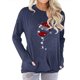 thumbnail image 1 of Camiseta de Mujer Patrón de Sombrero de Navidad Manga de Hombro Caído Cuello Redondo Top Informal con Bolsillo Azul Marino XXL, 1 of 4
