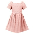 thumbnail image 3 of Milgrthf Robe d'Été 2025 pour Filles, Dos à Nouer avec Nœud, Manches Courtes, Découpes, Encolure Carrée, à Volants, Pois Suisses, Robe Courte Fluide pour 6-15 Ans, Rose, 14 Ans, 3 of 7