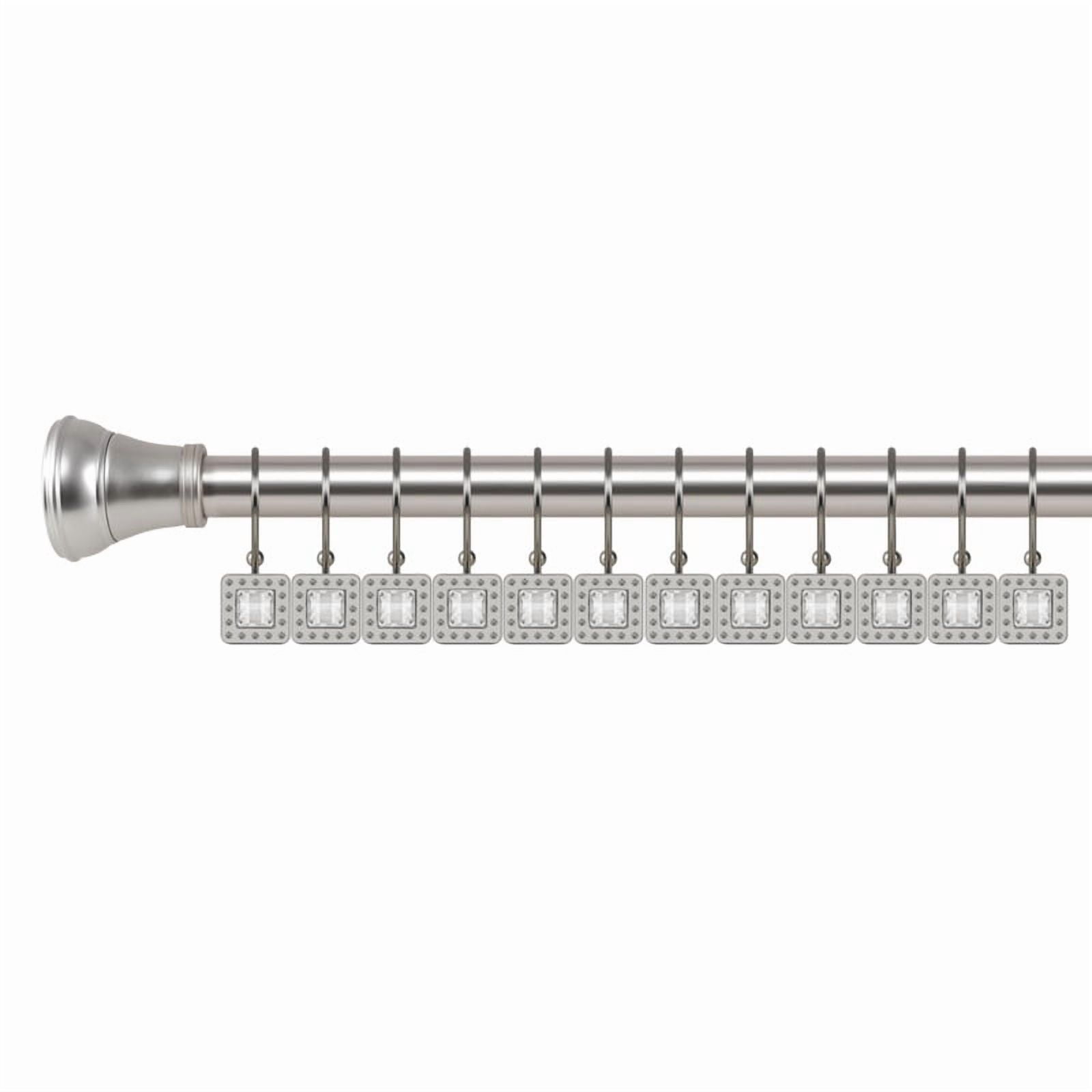 Utopia Alley Shower Rings, Double Shower Curtain Hooks for Bathroom, Rust Resistant Shower Curtain Hooks Rings, Crystal Design, Set of 12, Brushed Nickel