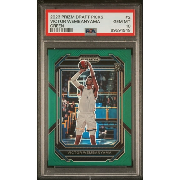 Graded 2023 Panini Prizm Draft Picks Victor Wembanyama #2 Green Rookie RC Basketball Card PSA 10 Gem Mint