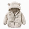 thumbnail image 2 of Staki Baby Girls Coats Toddlers Puffer Jacket Bear Hooded Coats 3-24M(Gray,12-18 Months), 2 of 5