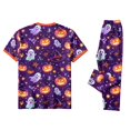 thumbnail image 4 of Halloween Pajamas for Family, Family Halloween Pajamas Matching Sets, Halloween Matching Family Pajamas Purple Witch Hat Ghost Pumpkin Print Short Sleeve Set for Fall Festival, 6 Years, 4 of 7