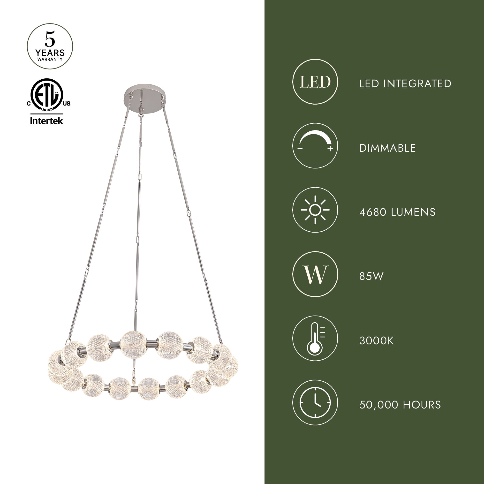 Alora Lighting CH321032PN-UNV-010 Marni 33" Wide Led Ring Chandelier - Nickel