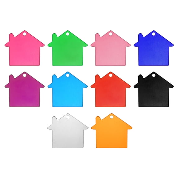 House Shape Blank Tags Metal Stamping Tag Blank Dog ID Tags, 10 Color Engraving Tags