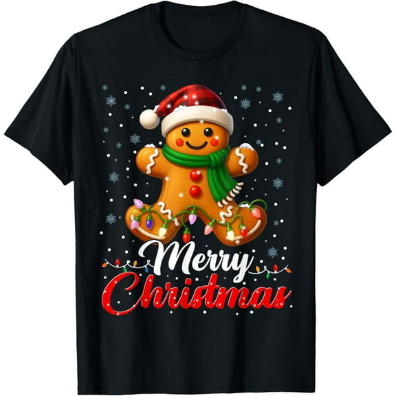 Merry Christmas Gingerbread Xmas Lights Matching Family T-Shirt TShirt