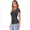 thumbnail image 2 of Camiseta de Canalé Entallada para Mujer, Gris Oscuro, Talla L, 2 of 9