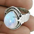 thumbnail image 2 of Natural Rainbow Moonstone Beautiful June Birthstone Ring, Real 925 Sterling Silver Handmade Jewelry For Women, Statement Ring, Unique Gifts For Mom, 2 of 3