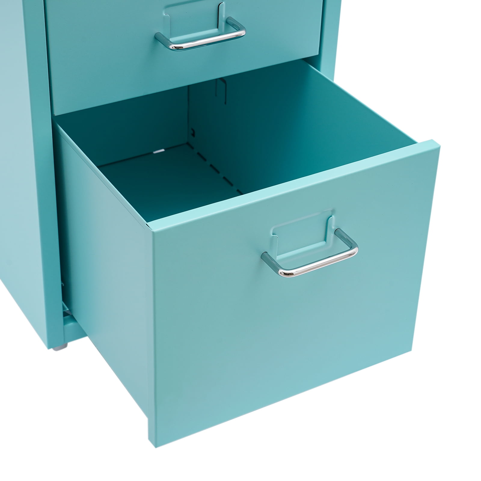 Blue 5-Drawer Metal Rectangular File Storage Cabinet with Wheels and Durable Buckles