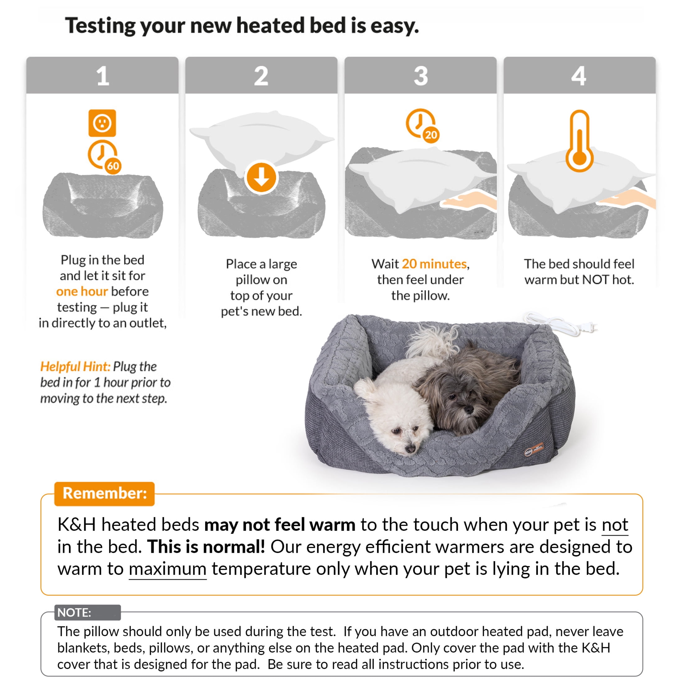 K&H Pet Products Thermo-Pet Lounge Sleeper Heated Cat & Dog Bed Gray Medium 30.5 X 24.5 X 9 Inches