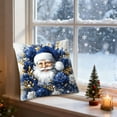 thumbnail image 4 of Kumdkd Christmas Pillow Cover Linen Blue and Gold Print 18x18 Inch, Festive Holiday Decor for Living Room Sofa Couch Decorative Pillowcase, 4 of 6