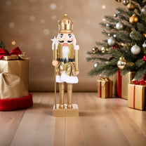 Tineasur Golden Christmas Nutcracker Figurine with Music and LED Lights Festive Holiday Tabletop Decor